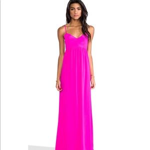Amanda Uprichard pink silk maxi dress